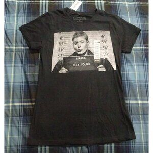 NWT Supernatural Black T-Shirt Dean Mugshot Size Youth X-Large NWT NEW